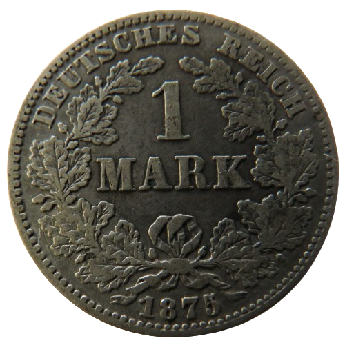 1875-J Germany Silver One Mark Coin