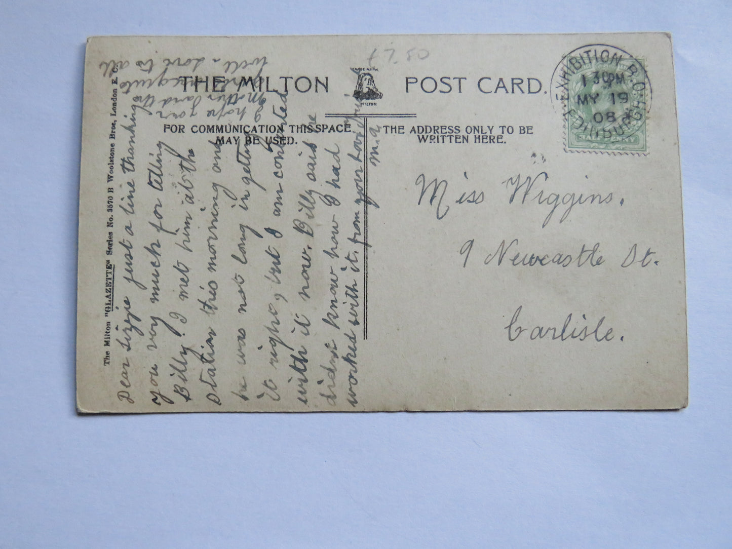 Vintage Postcard of Castle Rock & Rock Fountain, Edinburgh 1908