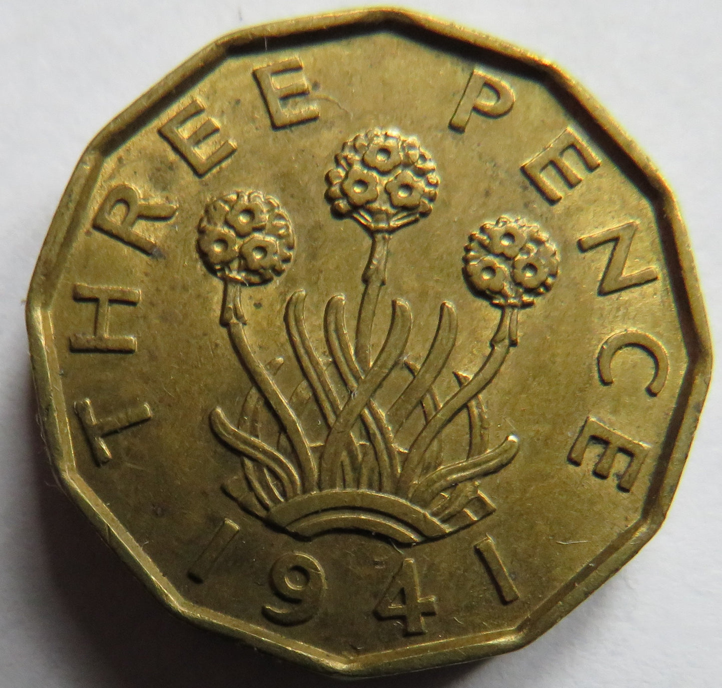 1941 King George VI Brass Threepence Coin In Higher Grade