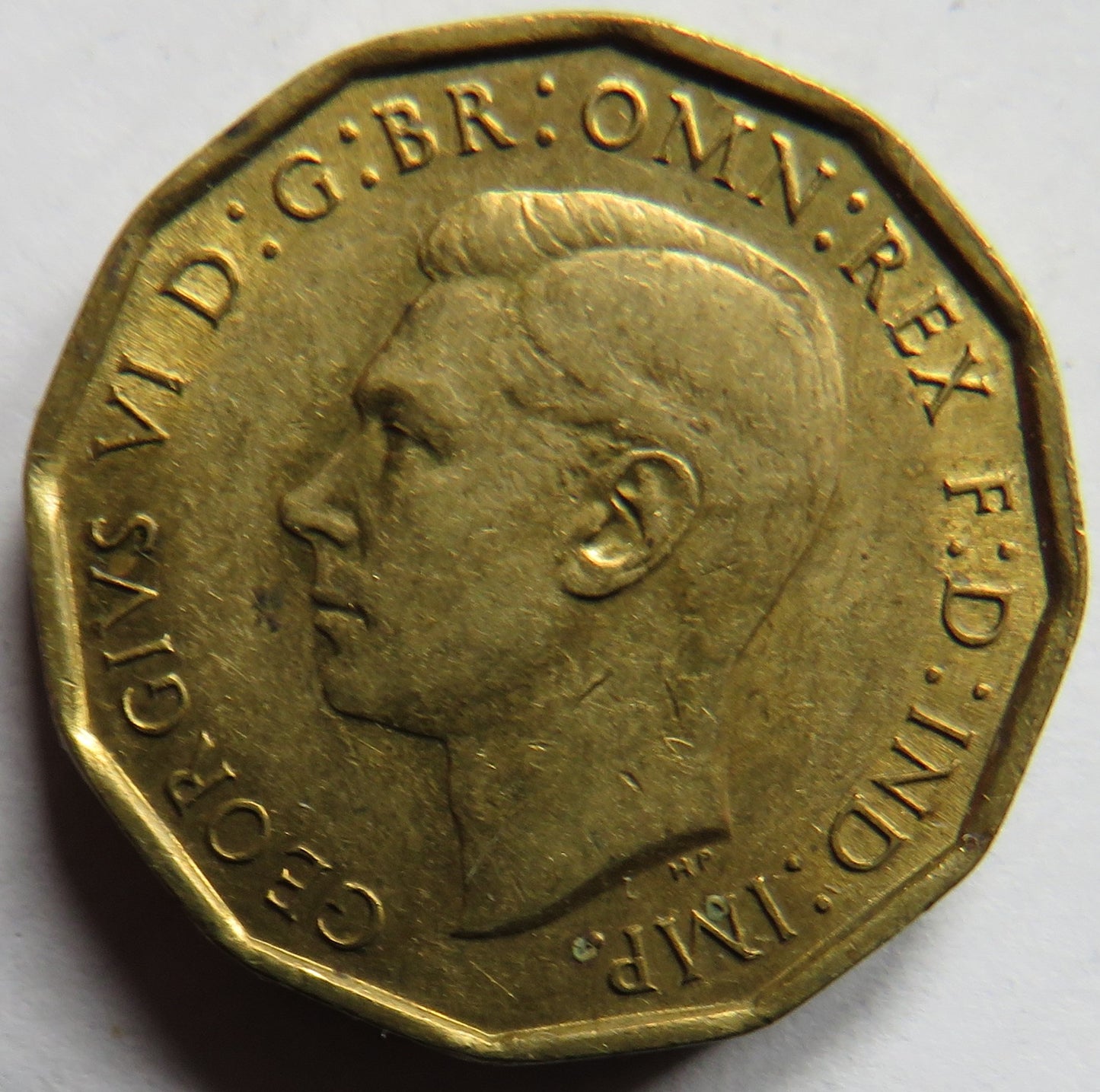 1942 King George VI Brass Threepence Coin In Higher Grade