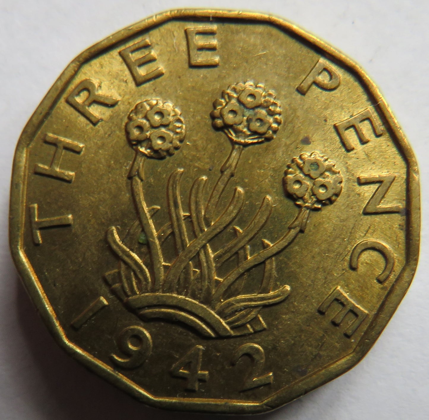 1942 King George VI Brass Threepence Coin In Higher Grade