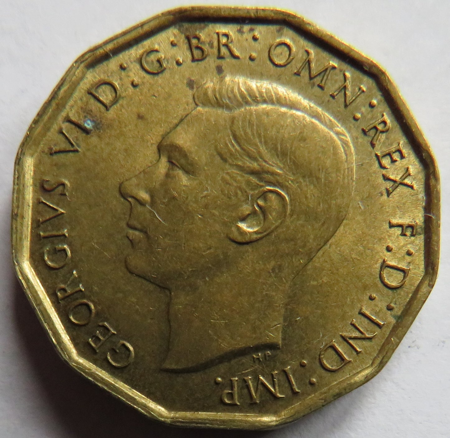 1942 King George VI Brass Threepence Coin In Higher Grade