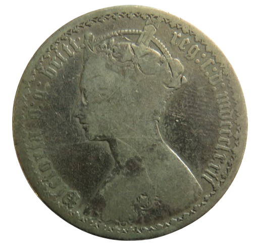 1872 Queen Victoria Gothic Florin Coin - Great Britain