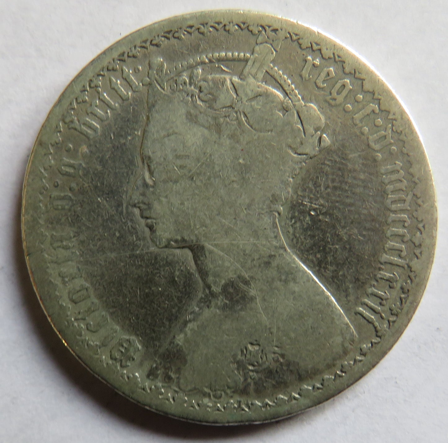 1872 Queen Victoria Gothic Florin Coin - Great Britain