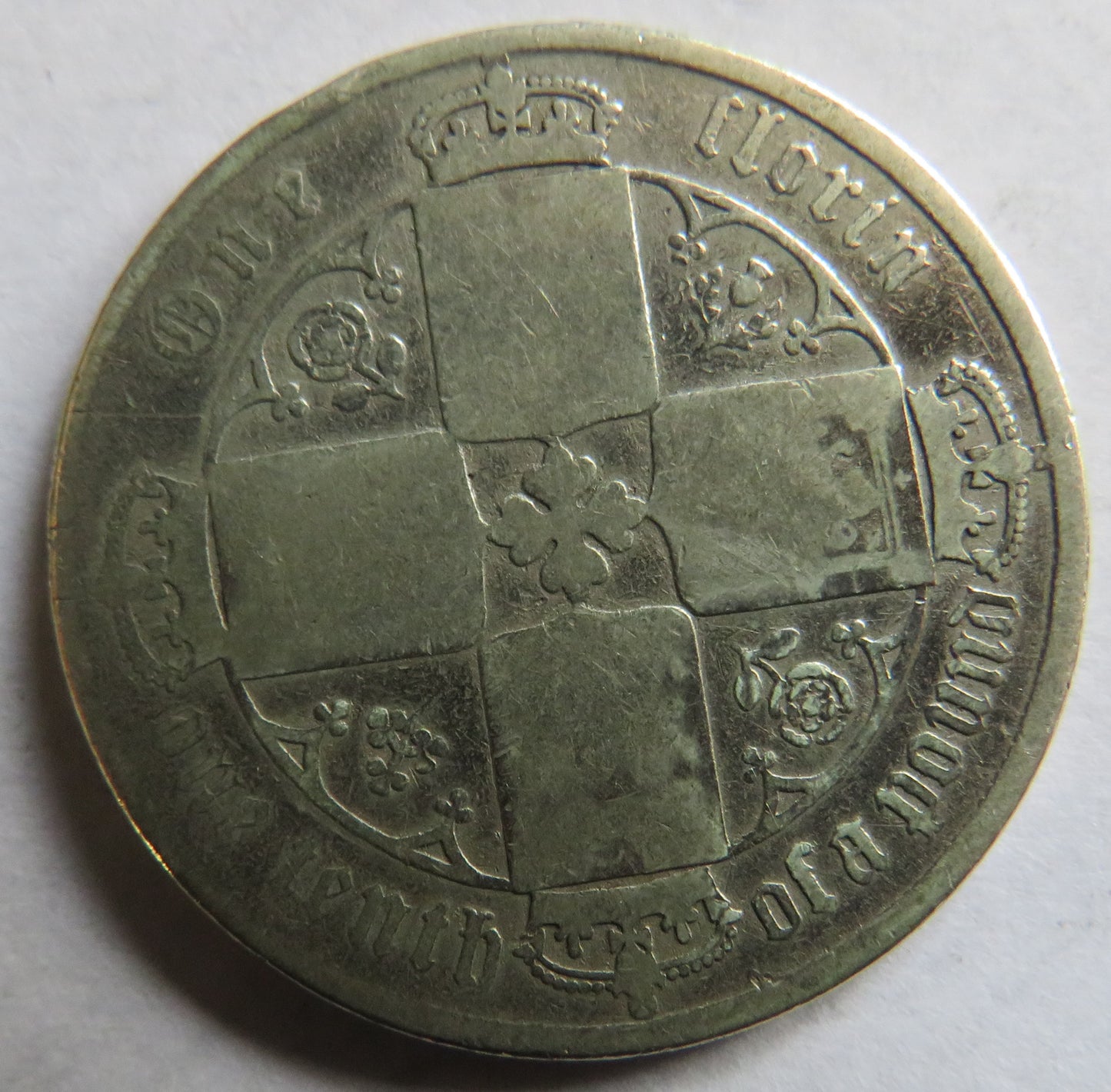 1872 Queen Victoria Gothic Florin Coin - Great Britain