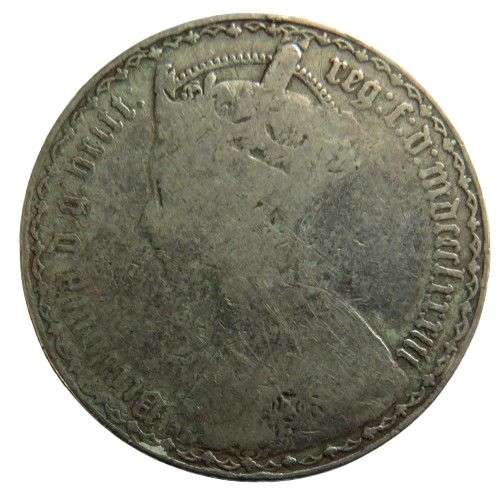 1883 Queen Victoria Gothic Florin Coin - Great Britain