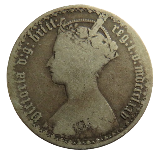 1875 Queen Victoria Gothic Florin Coin - Great Britain