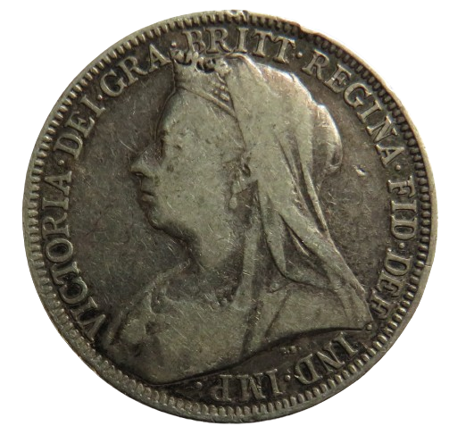 1901 Queen Victoria Silver Florin / Two Shillings Coin