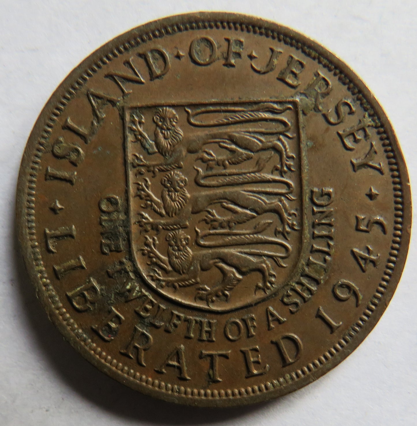 Island of Jersey Liberated 1945 1/12th of a Shilling Coin