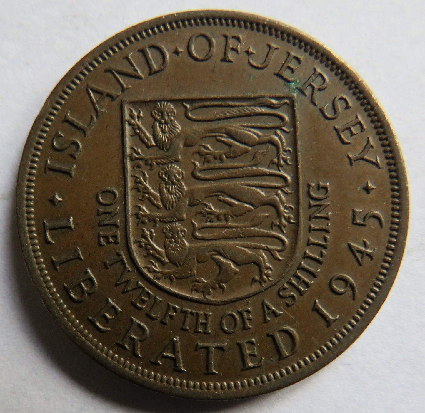 Island of Jersey Liberated 1945 1/12th of a Shilling Coin