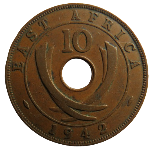 1942 East Africa 10 Cents Coin