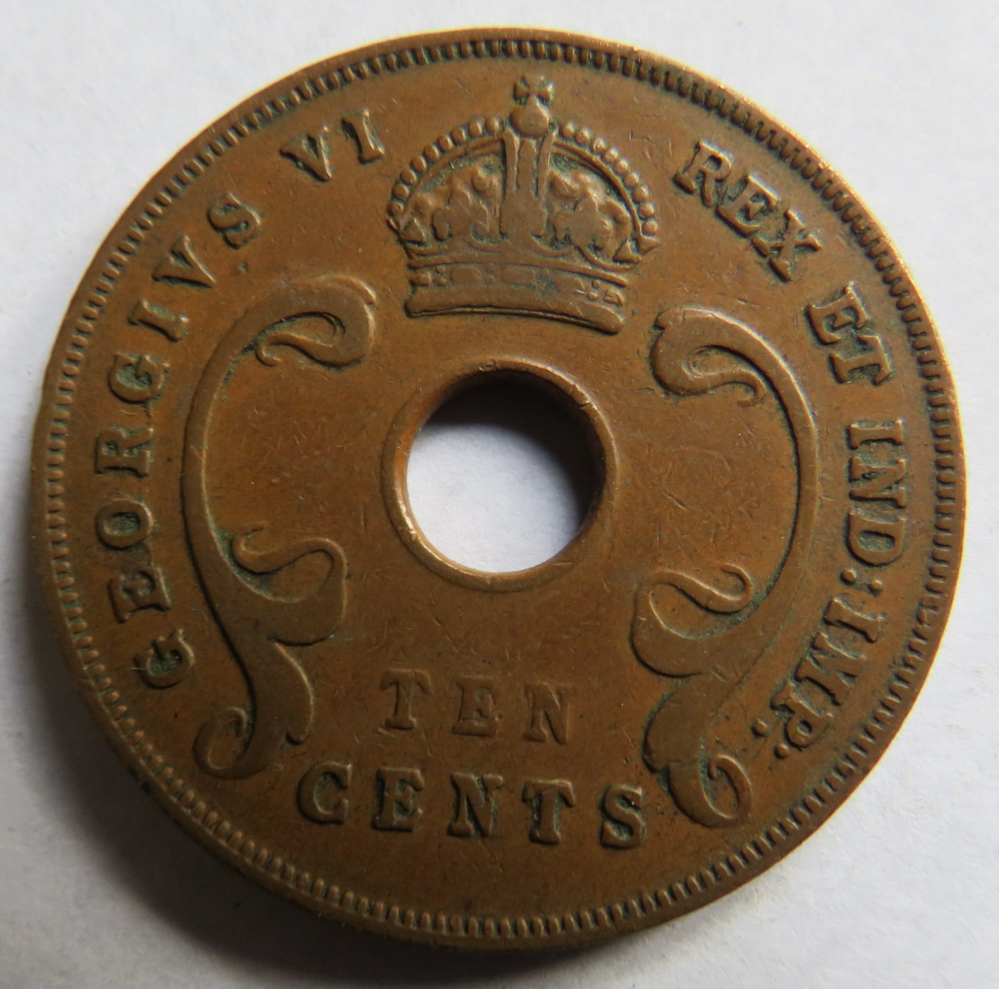 1942 East Africa 10 Cents Coin
