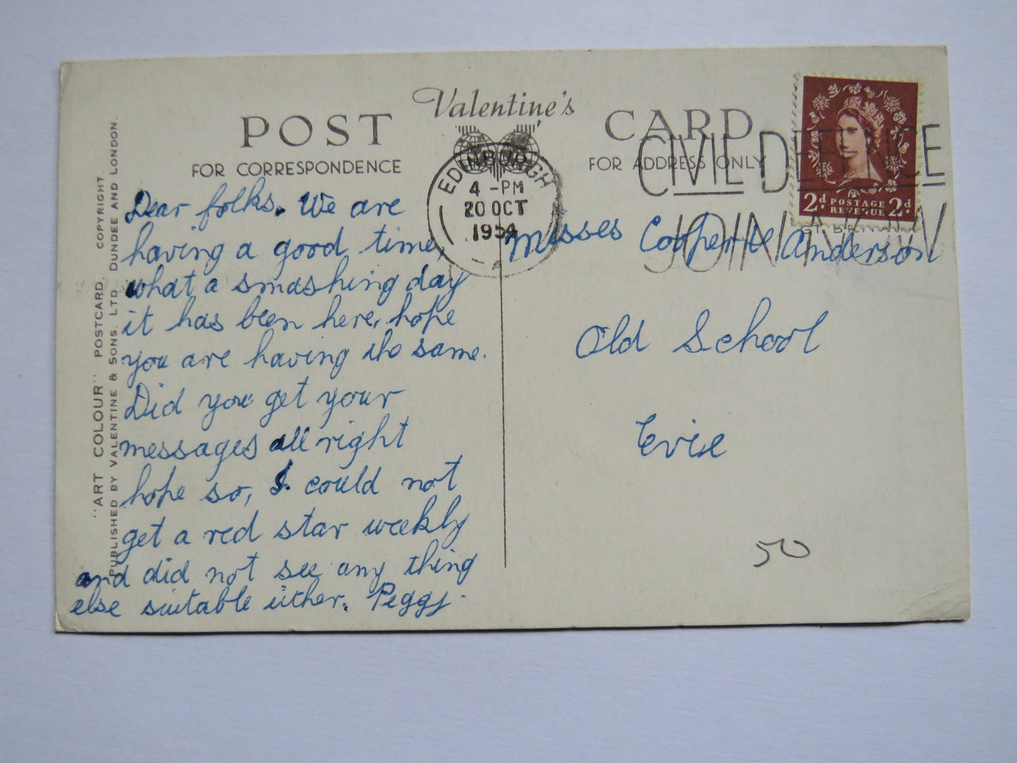 Vintage Postcard of Changing The Guard, Edinburgh Castle 1954 Hunting Stewart Tartan