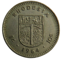 Load image into Gallery viewer, 1964 Queen Elizabeth II Rhodesia 10 Cents / Shilling Coin
