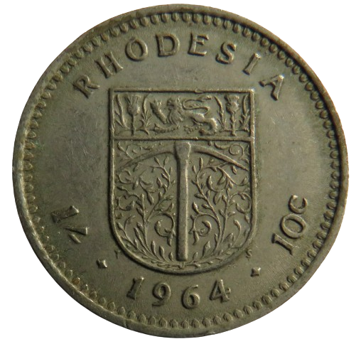 1964 Queen Elizabeth II Rhodesia 10 Cents / Shilling Coin