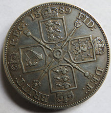 Load image into Gallery viewer, 1889 Queen Victoria Jubilee Head Silver Double Florin Coin
