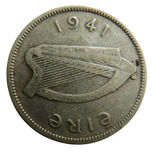 1941 Ireland Eire Silver One Shilling Coin