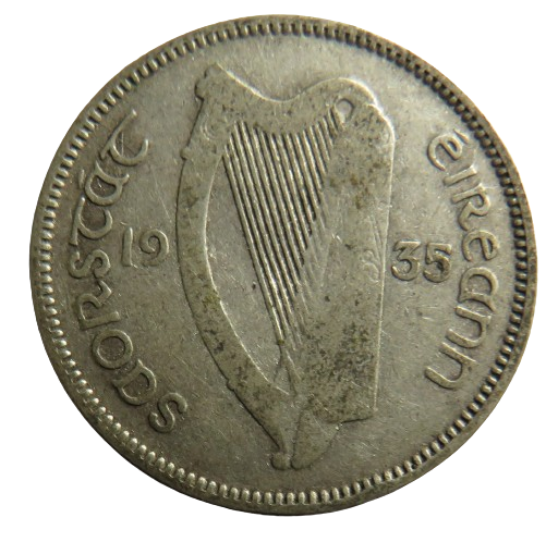 1935 Ireland Eire Silver One Shilling Coin