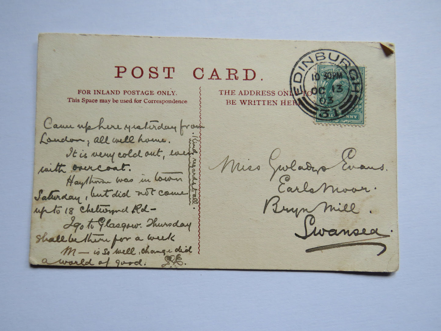 Vintage Postcard of Princess Street, Edinburgh 1903