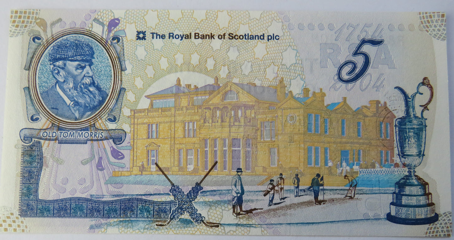 2004 The Royal Bank of Scotland £5 Five Pound Banknote Old Tom Morris