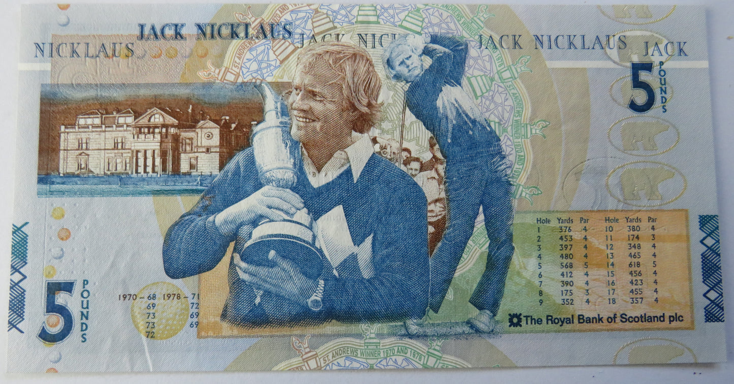 2005 The Royal Bank of Scotland £5 Five Pound Banknote Jack Nichlaus