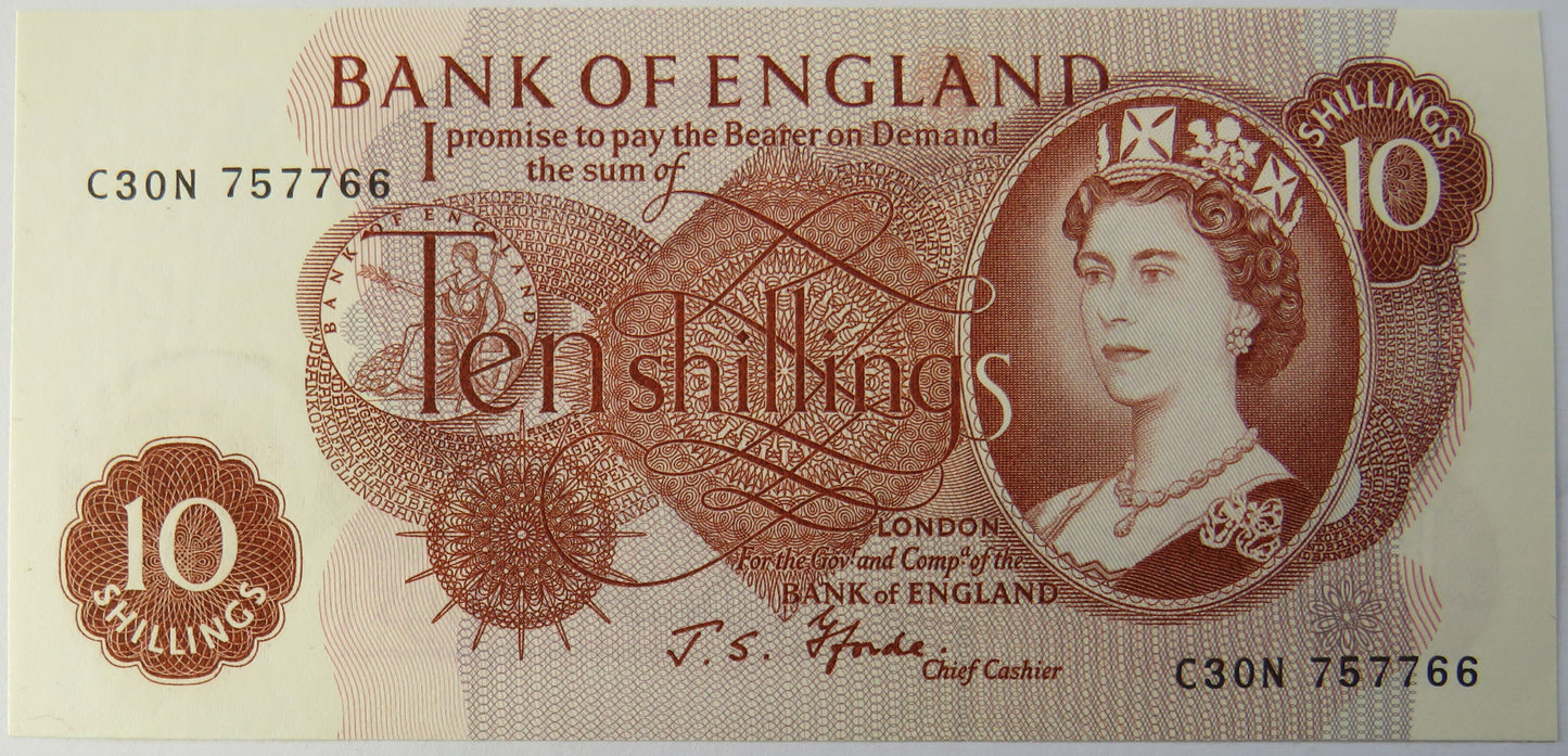 (1967) Bank of England 10 Ten Shillings Banknote J.S. Fforde C30N