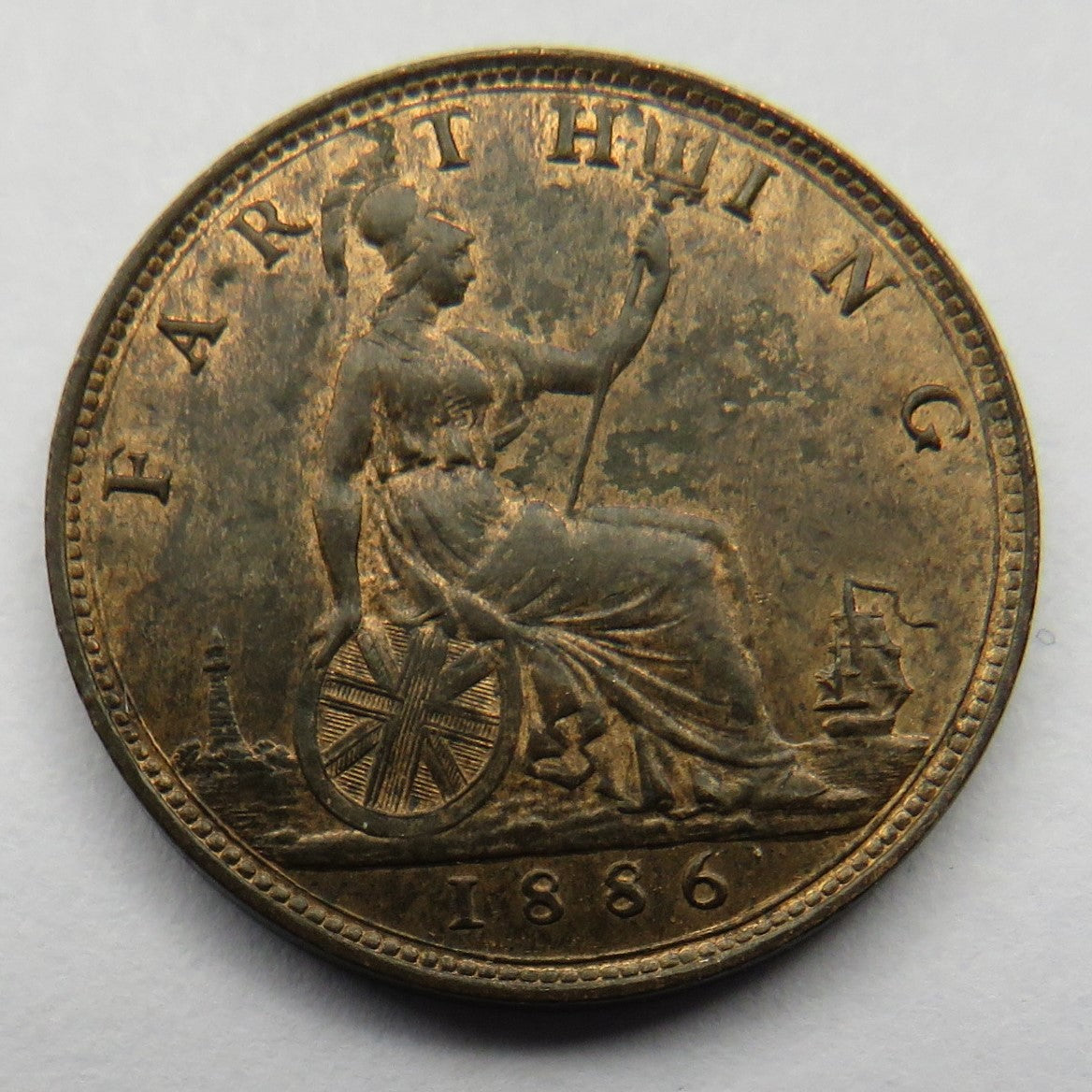 1886 Queen Victoria Bun Head Farthing Coin High Grade - Great Britain