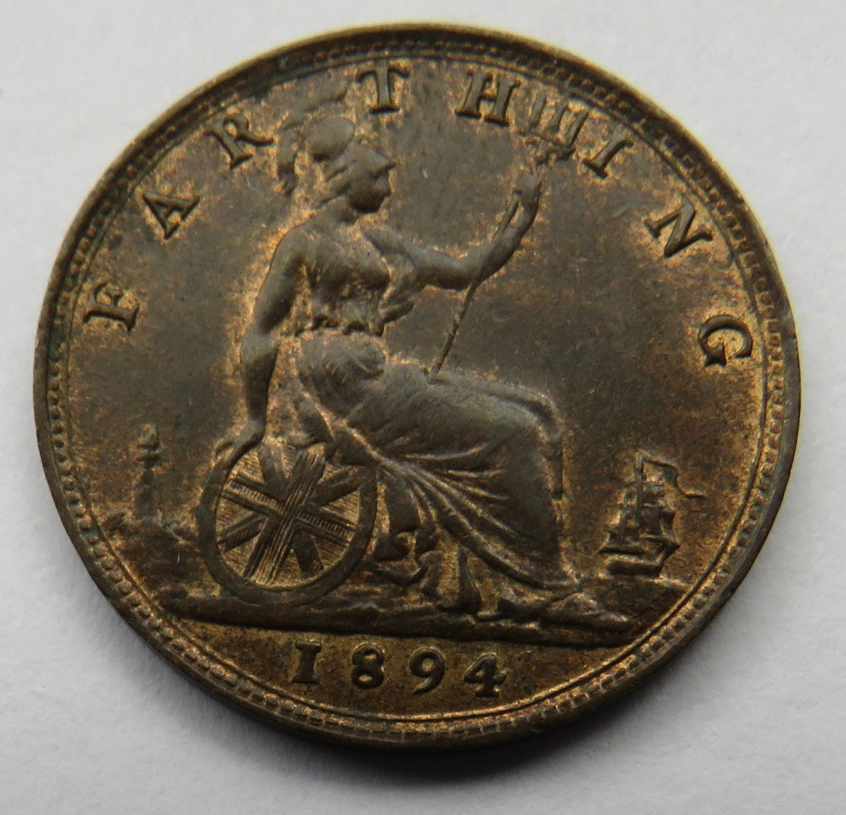 1894 Queen Victoria Bun Head Farthing Coin Higher Grade - Great Britain