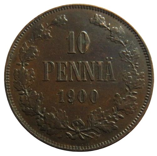1900 Finland 10 Pennia Coin
