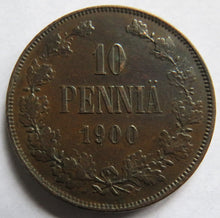 Load image into Gallery viewer, 1900 Finland 10 Pennia Coin
