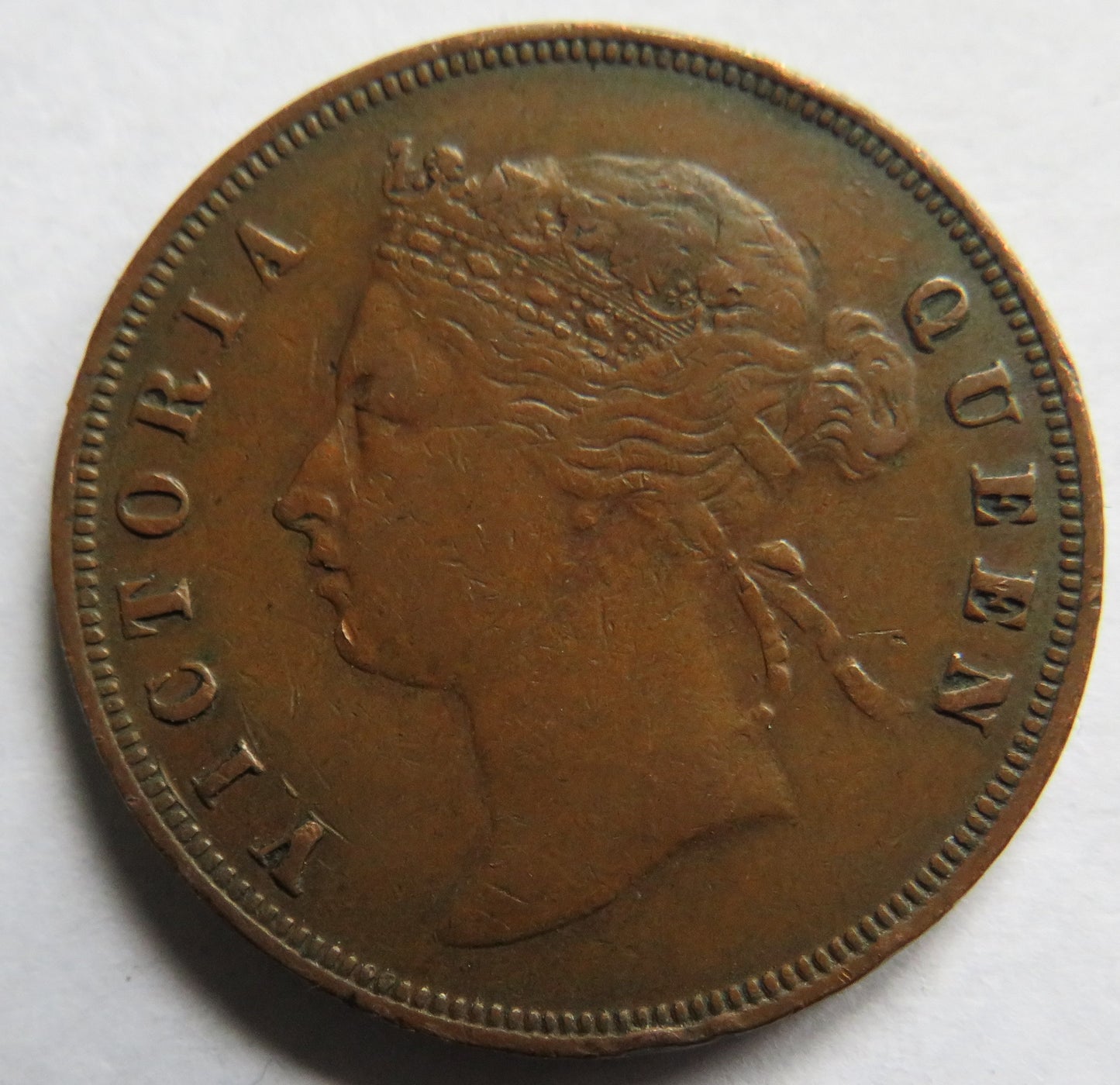 1875 Queen Victoria Straits Settlements One Cent Coin