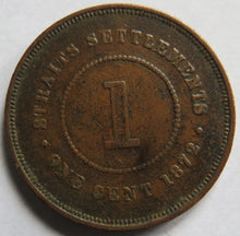Load image into Gallery viewer, 1872-H Queen Victoria Straits Settlements One Cent Coin

