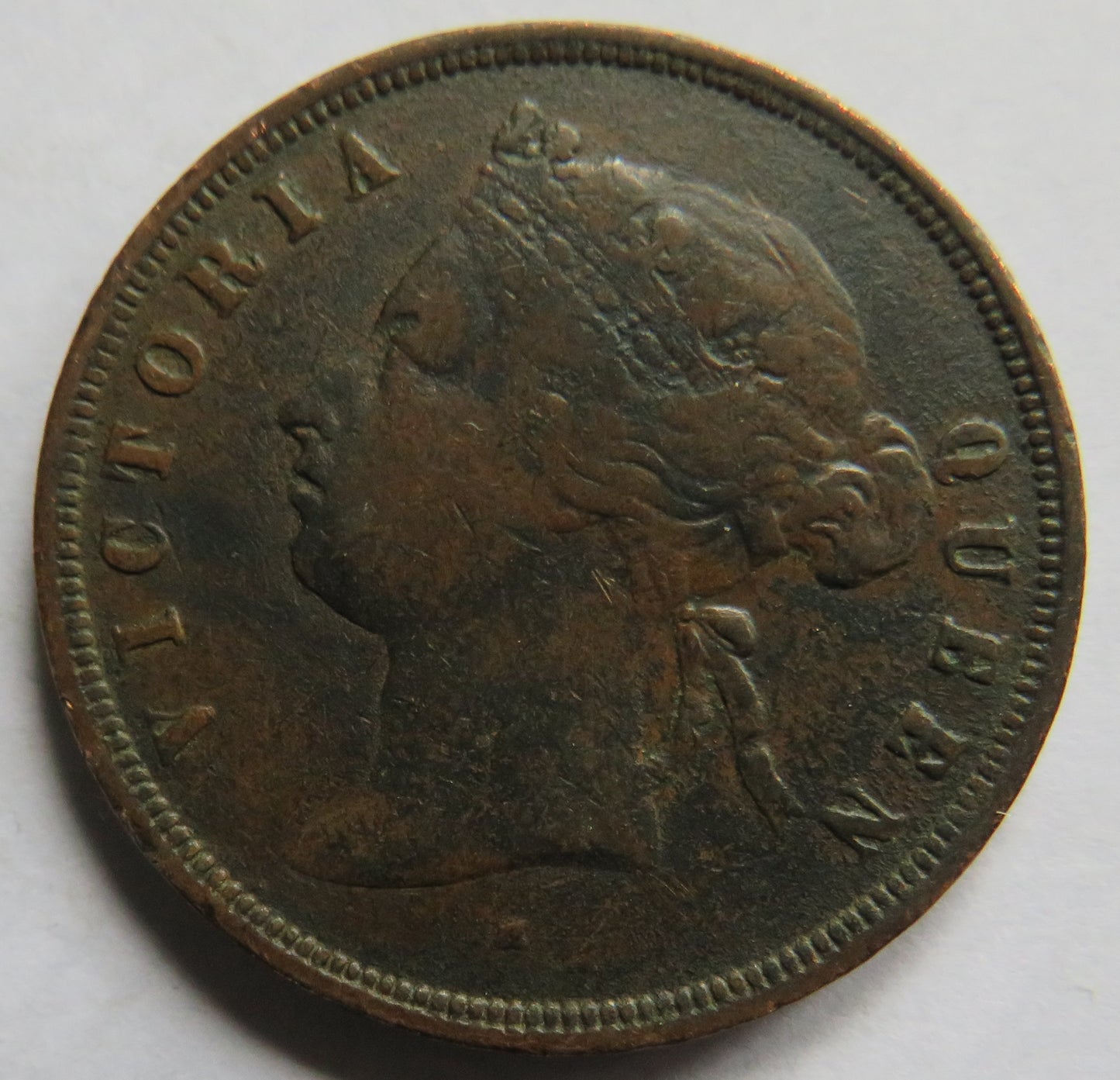 1872-H Queen Victoria Straits Settlements One Cent Coin