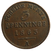 Load image into Gallery viewer, 1863-A German States Prussia 3 Pfennig Coin Excellent Condition
