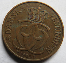 Load image into Gallery viewer, 1905 Danish West Indies Vestindien 1 Cent / 5 Bit Coin
