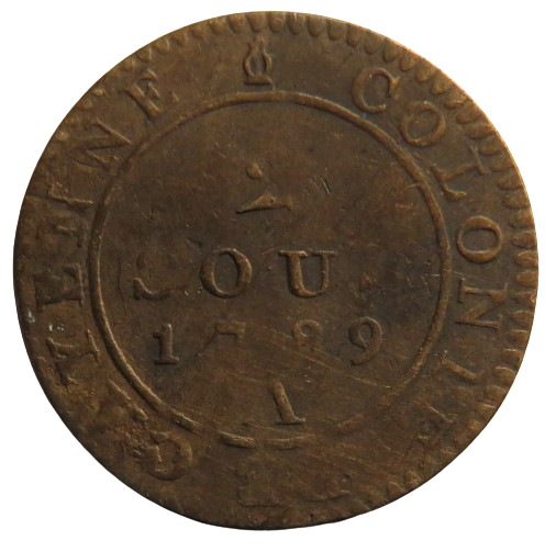 1789-A  French Guiana 2 Sous Coin