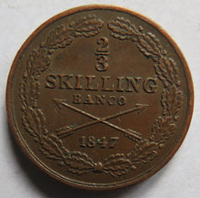 Load image into Gallery viewer, 1847 Sweden 2/3 Skilling Coin
