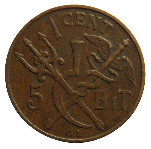 1905 Danish West Indies Vestindien 1 Cent / 5 Bit Coin
