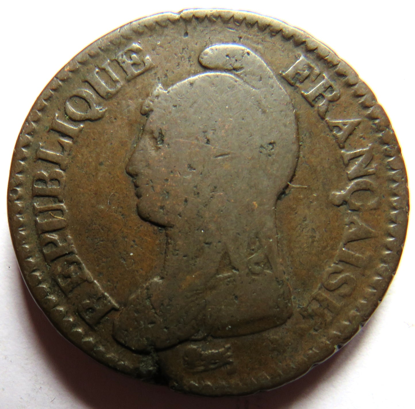 1799-A France One Decime Coin