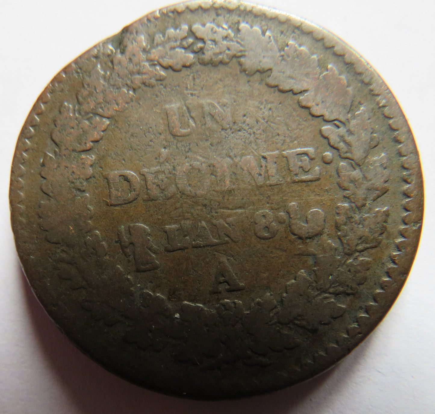 1799-A France One Decime Coin