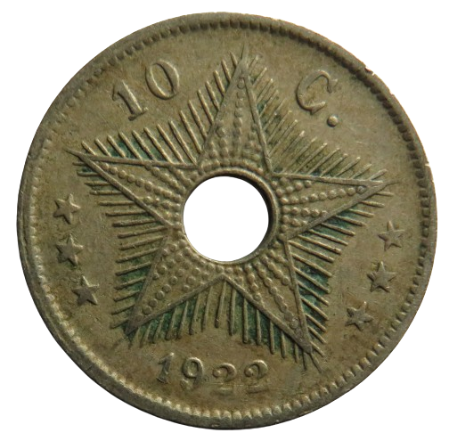 1922 Belgian Congo 10 Centimes Coin