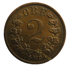 Load image into Gallery viewer, 1884 Norway 2 Ore Coin In Higher Grade
