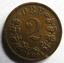 Load image into Gallery viewer, 1884 Norway 2 Ore Coin In Higher Grade
