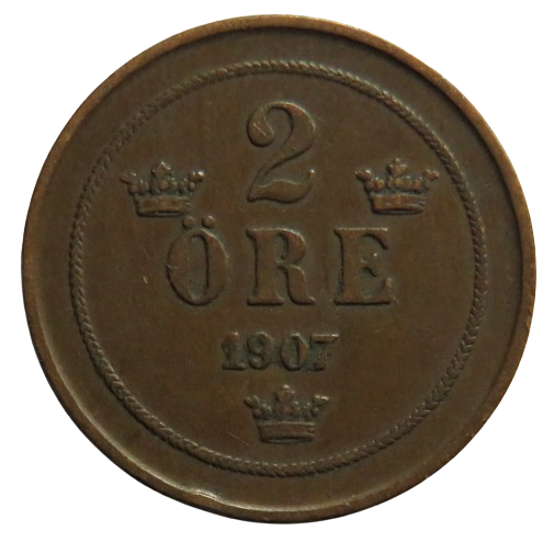 1907 Sweden 2 Ore Coin