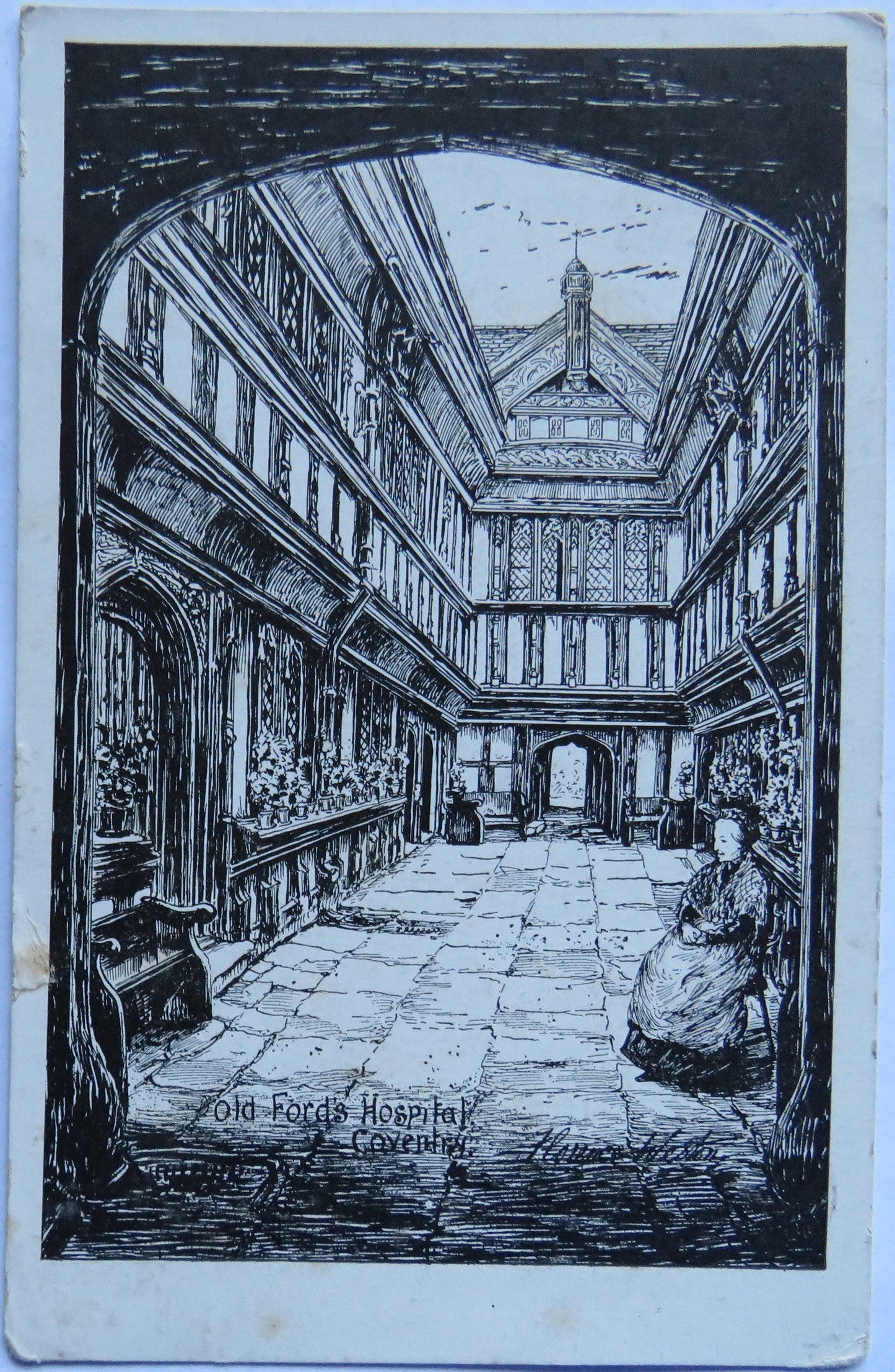 Vintage Postcard of Old Fords Hospital, Coventry