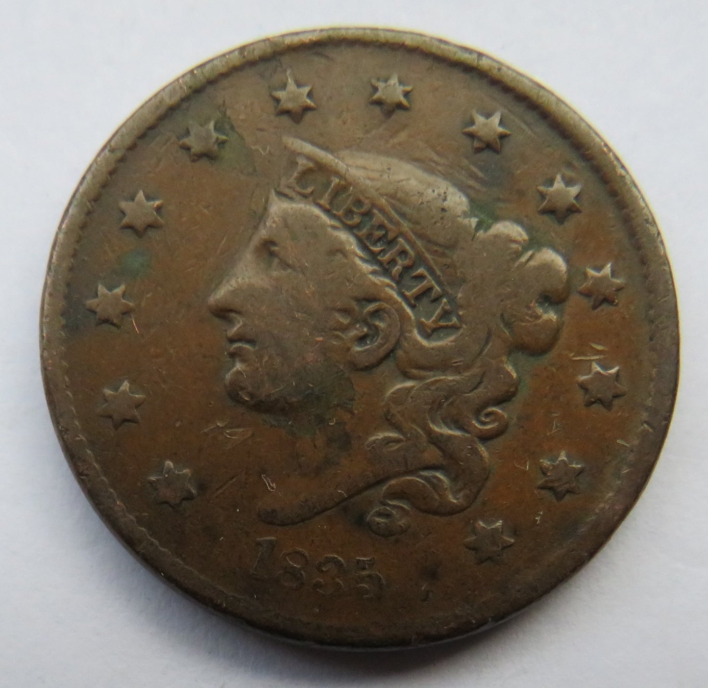 1835 USA Coronet Head One Cent Coin