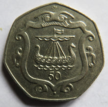 Load image into Gallery viewer, 1985 Isle of Man 50p Fifty Pence Coin - Viking Longboat
