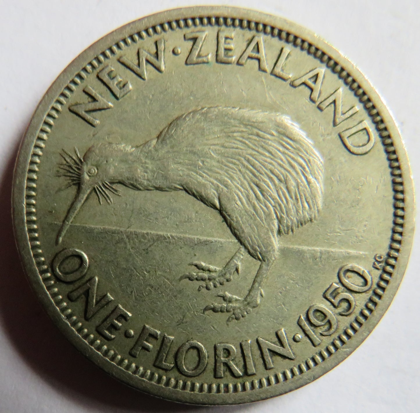 1950 King George VI New Zealand One Florin Coin