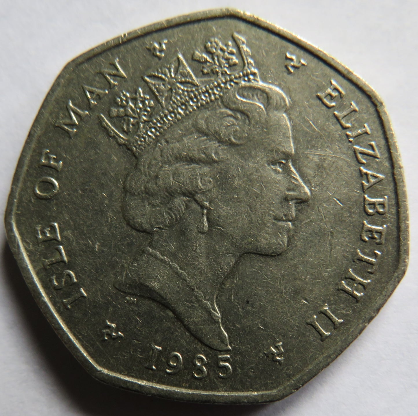 1985 Isle of Man 50p Fifty Pence Coin - Viking Longboat