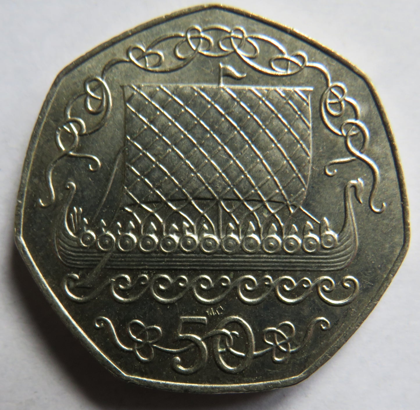 1982 Isle of Man 50p Fifty Pence Coin - Viking Longboat